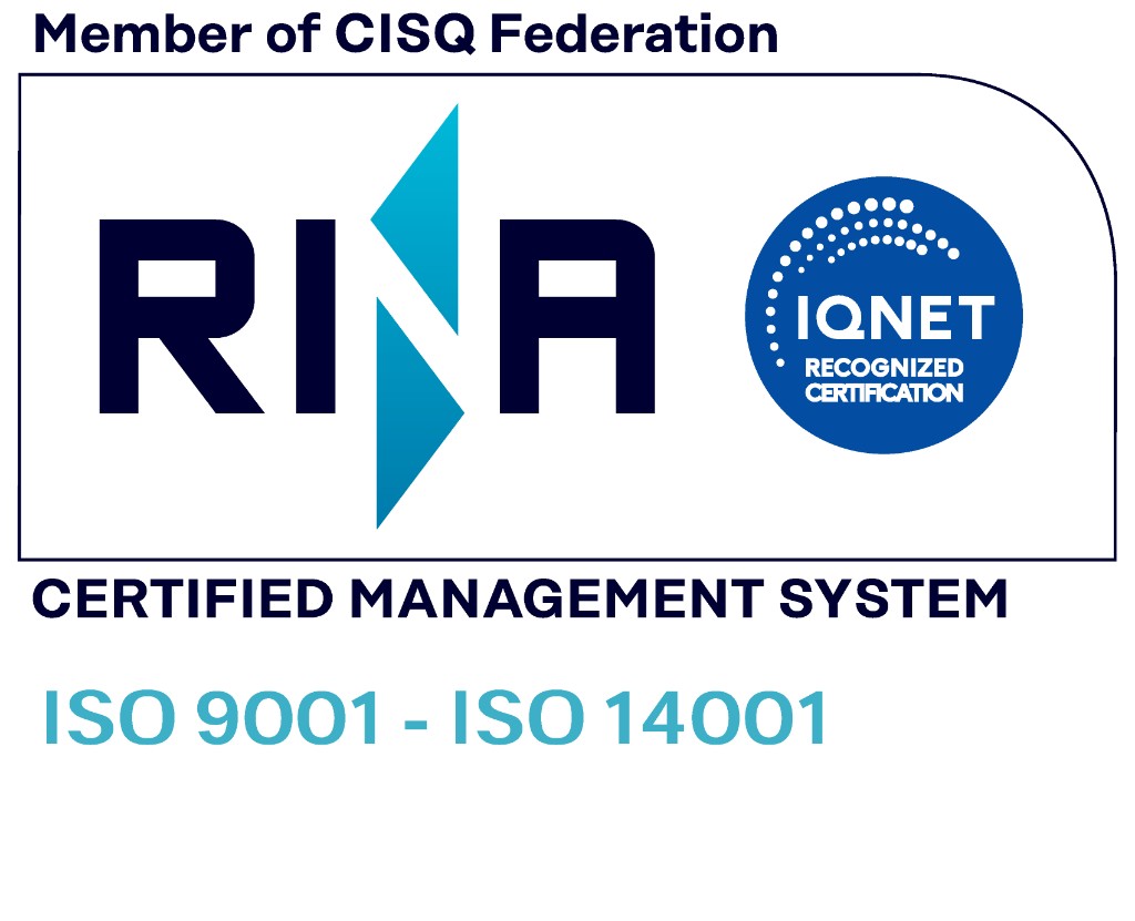 RINA — sistem de management certificat ISO 9001 și ISO 14001, membru IQNET și CISQ Federation